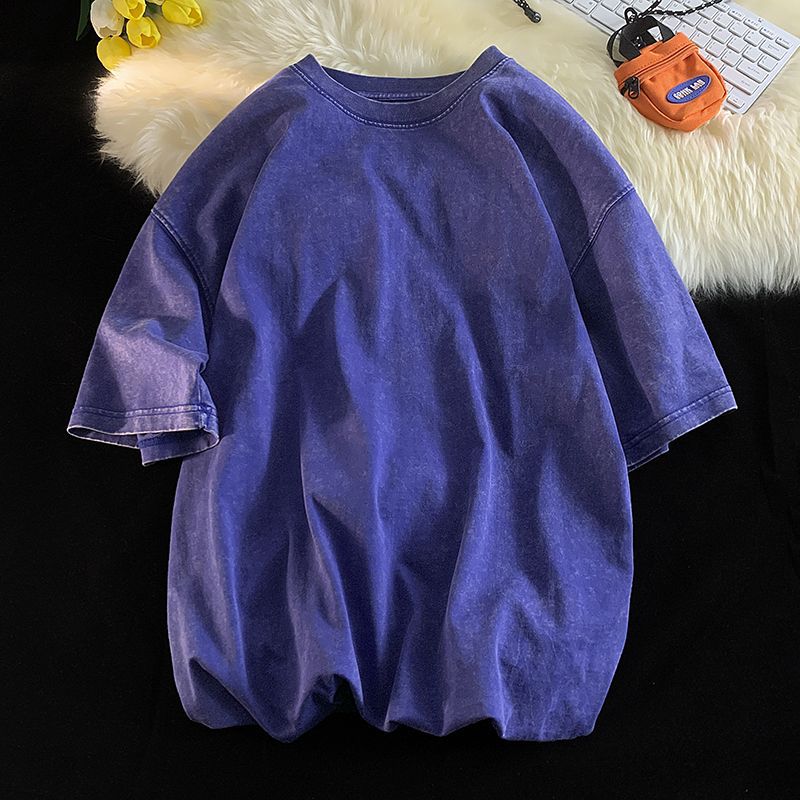 Oversized Acid Washed Y2K T Shirt Men Vintage T-shirts Streetwear Mineral Wash Tee Shirts Boy Loose Tops