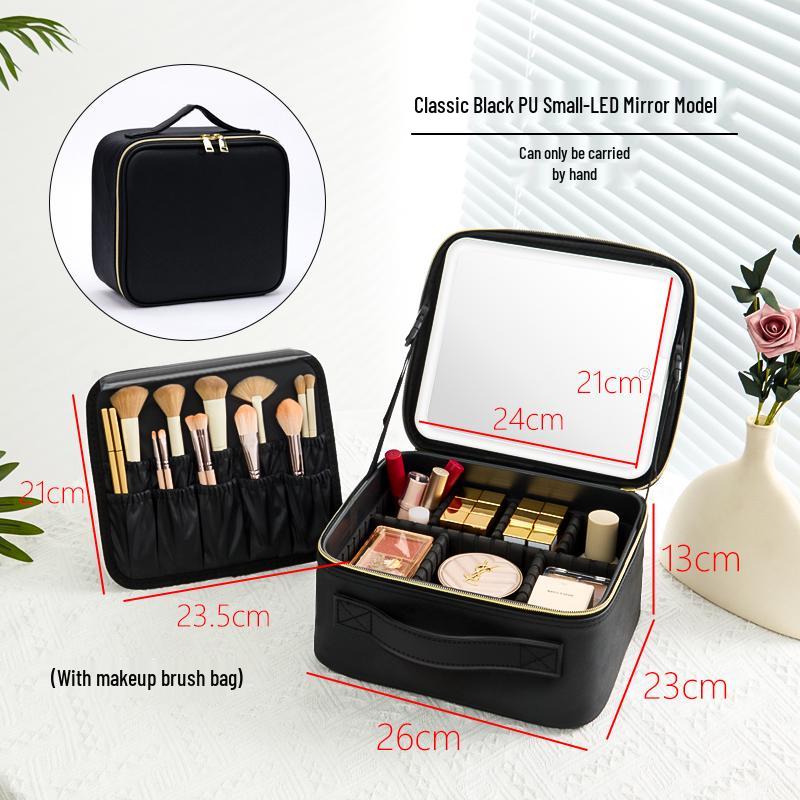 Women's LED Light Makeup Bag with Mirror 2025 – Large Capacity Handheld Cosmetic Storage Box