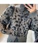 Women's High-End Leopard Print Knitted Cardigan: Luxury Long Sleeve Sweater Coat for Autumn & Winter.