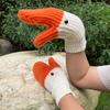 Unisex Cartoon Swan Mittens Cold-Proof Creative Knitting Gloves Full Finger Animal Warm Mittens Versatile Winter Accessories