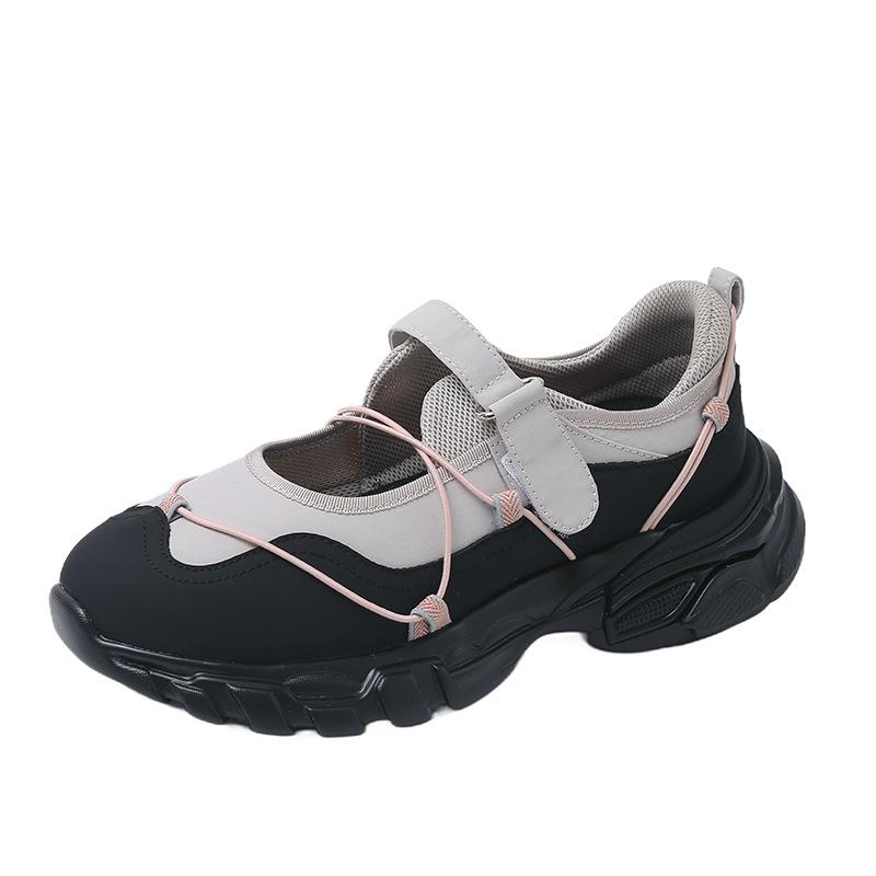 25 Spring new round head muffin bottom Velcro sneakers to increase height and reduce age girl Mary Jane shoes