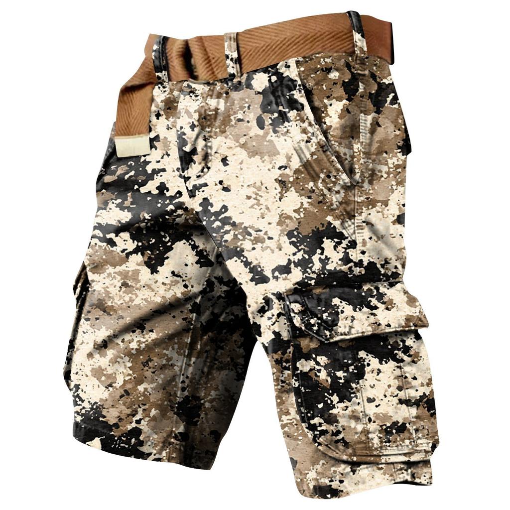 Pánské šortky pracovní oděvy s potiskem ke Dni nezávislosti a s více kapsami