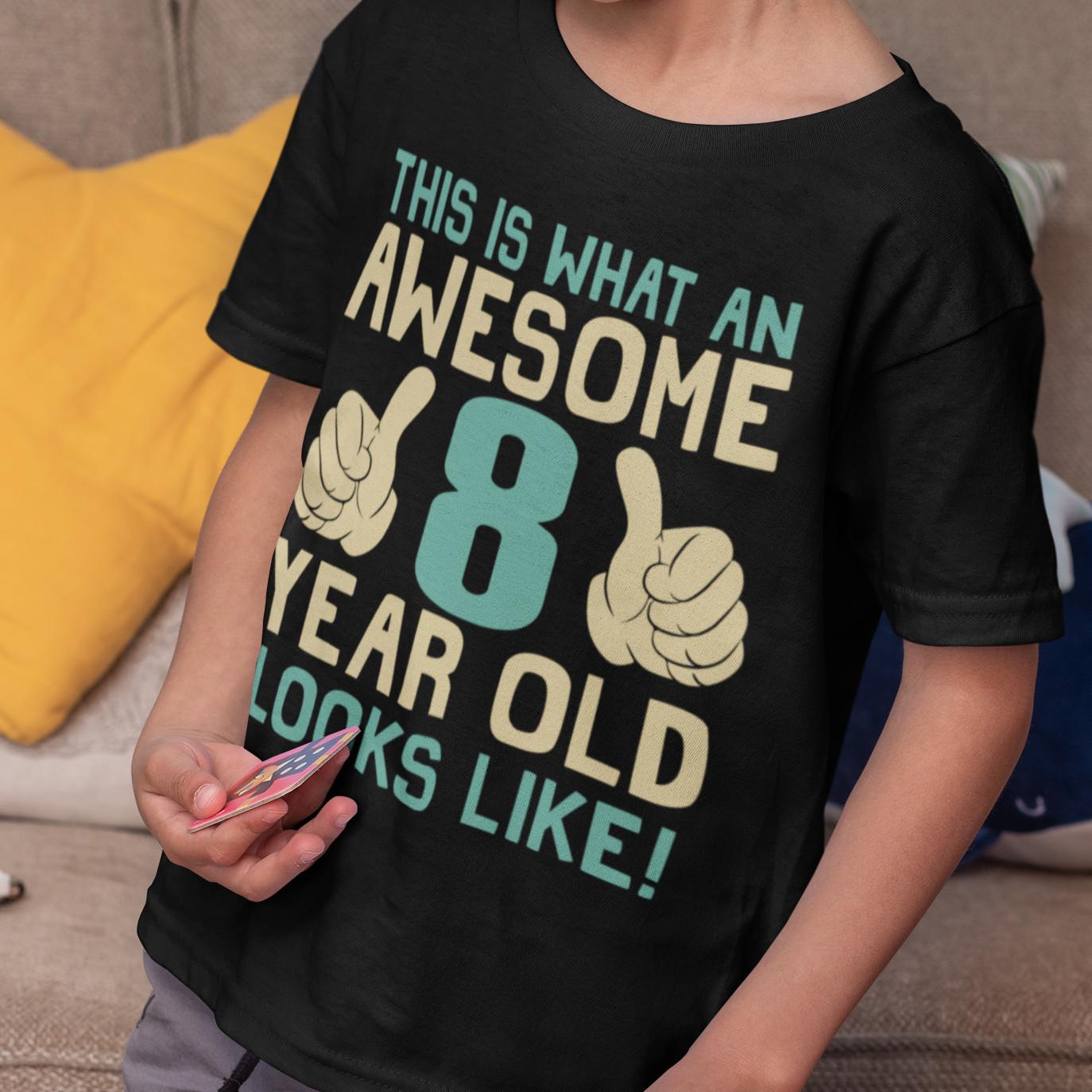 Boys 8th Birthday T-Shirt Mens Womens Tees Top Cotton Awesome 8 Year Old GIFT Childrens 2XL