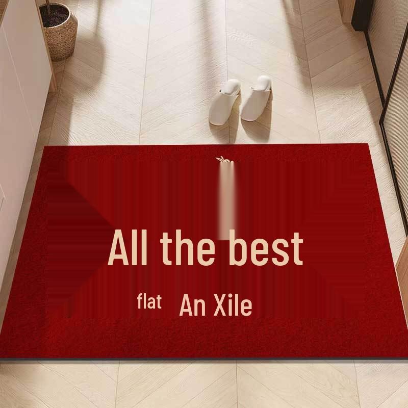 Red Festive Non-slip Water-absorbing Entryway Door Mat