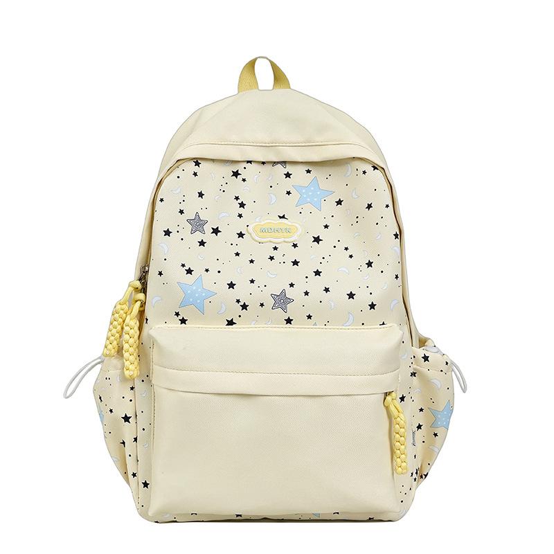 Schultaschen-Trend, Schultasche für Mittelschüler, lässiger Rucksack mit kleinem frischem Sternen-Aufdruck, vielseitiger Rucksack mit großem Fassungsvermögen