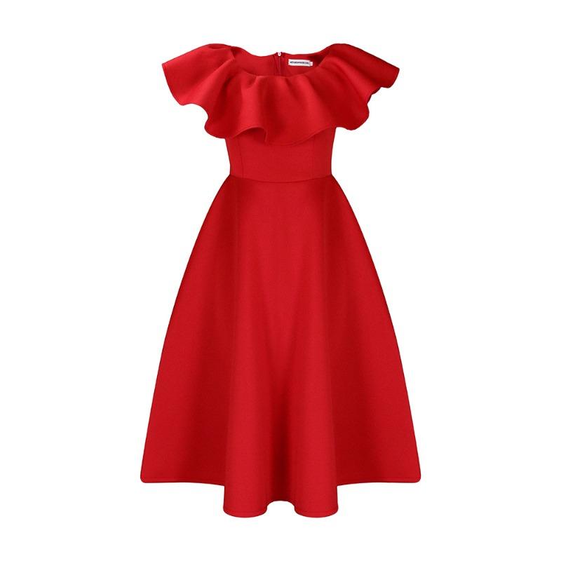 Women's Summer Fashion Temperament Ruffle Leaf Edge Large Skirt Banquet Dress Dress Dress
