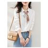 Spring Autumn Polo-neck Embroidery Casual Fashion Blouse Women Long Sleeve Elegant Fashion Cotton Shirt Top