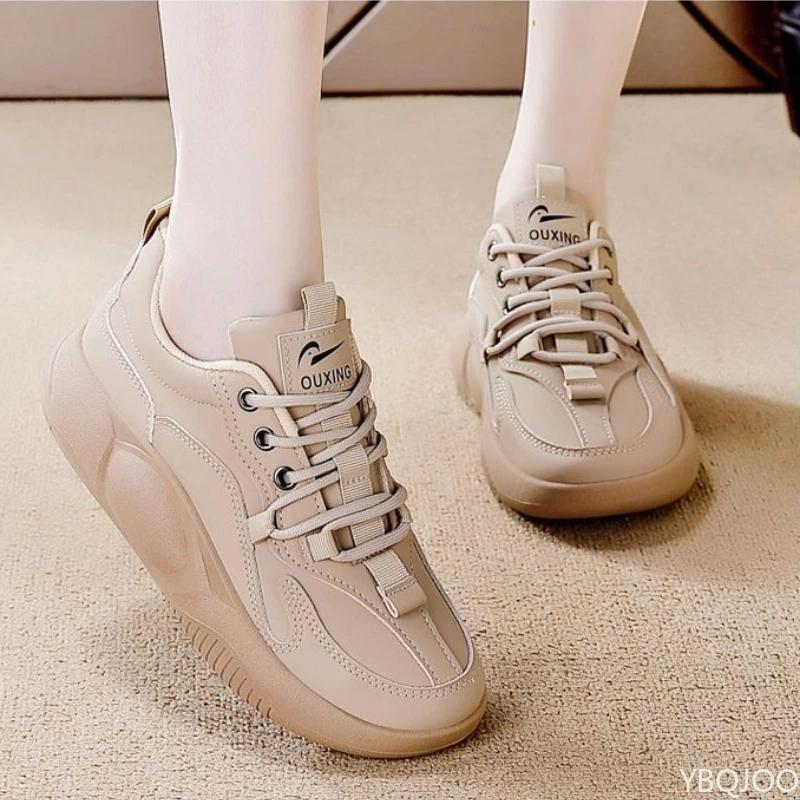 Spring New Ladies White Shoes Versatile Light Sports Shoes Fashion Leather Thick Soled Sneakers Casual Comfort Women's Loafers