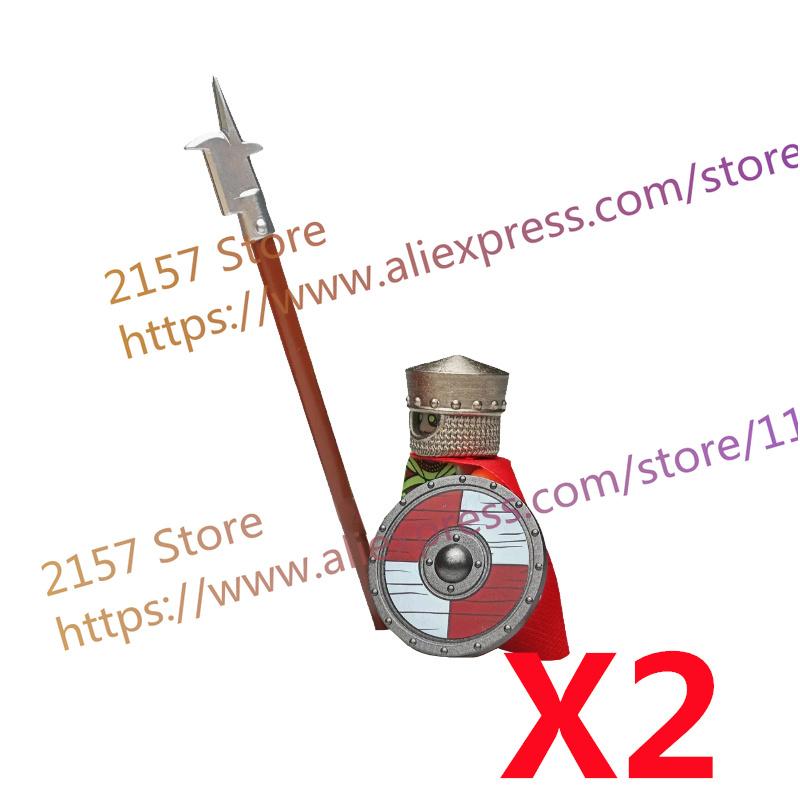 MOC Medieval Figure Building Block Castle Templar Knights Armor Militia Soldiers Gunners Shield Helmet Assembling Brick Toys S26