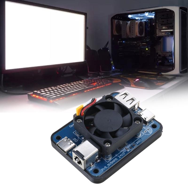 5V5A PD Leistungsmodul für RPi 5, PD Eingang, Weitbereichseingang, Mehrere Schnittstellen mit Lüfter