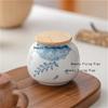 1pc Hand Drawn Underglaze Colored Tea Jar Ceramic Powder Sealed Jar Chinese Style Portable Storage Jar Plant Pattern Design