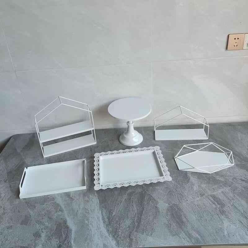 Elegant White Iron Art Dessert & Cake Display Stand Sets