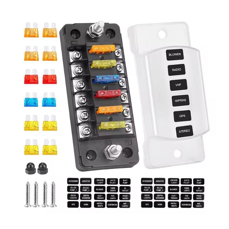 6/12 Way Blade Fuse 12-24V Car Fuse Box LED Indicator Waterproof Block Universal Multi-circuit Fuse Box Ship and Vehicle Parts Fuses4
