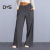 Women Sweatpants Elastic Mid-rise Adjustable Drawstring Straight Wide Leg Jogger Athletic Pants with Pockets Loose Fit Yoga Trousers