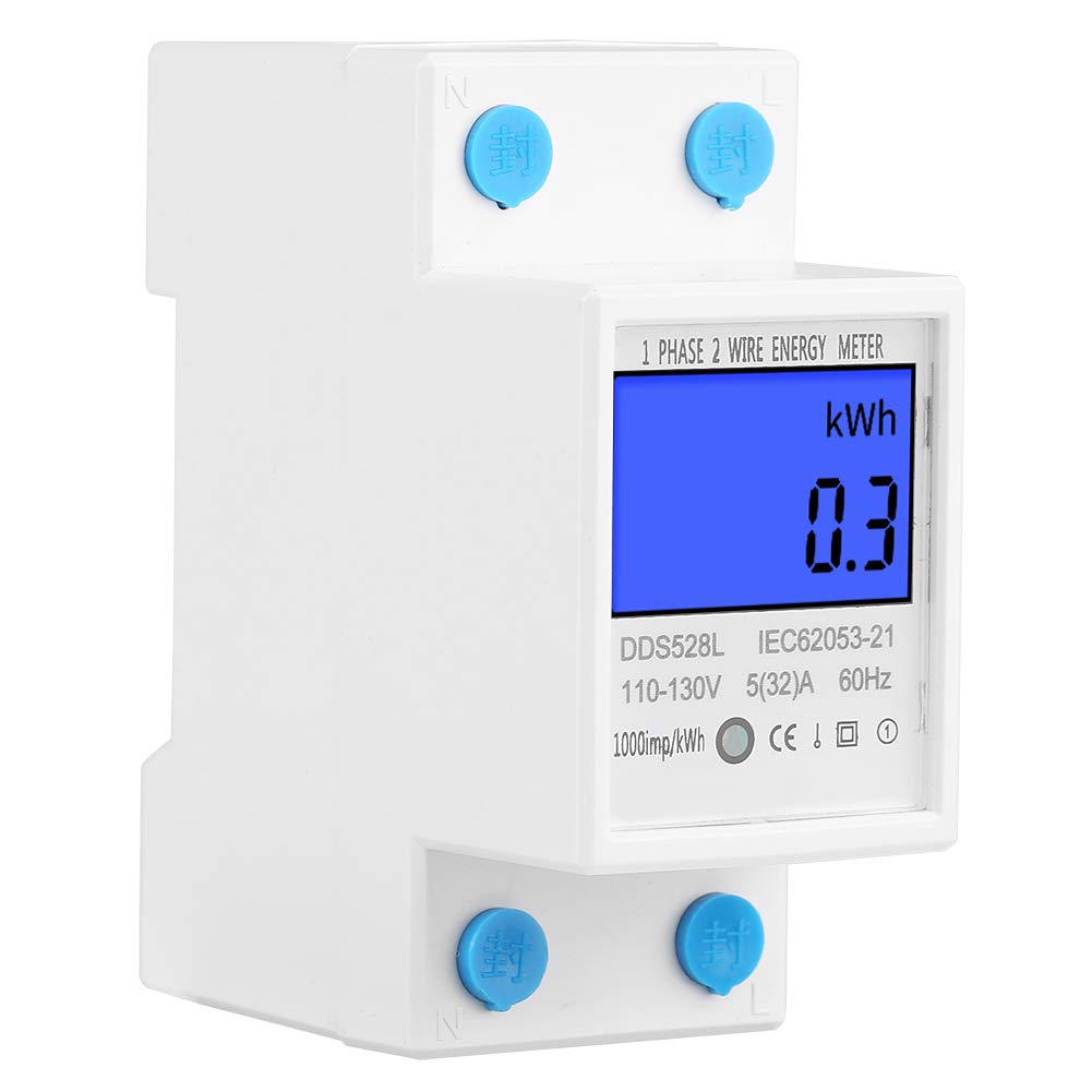 

Watt Checker DDS528L Digital Voltage LCD Energy Digital Backlit Screen DIN Rail KWh Meter Wattmeter, 5-32A, 110-130V, 60Hz, Meter, Meter, Wattmeter,