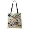 Women Handbag Linen Totes with Art Print Casual Traveling Beach Gift Bags CLE