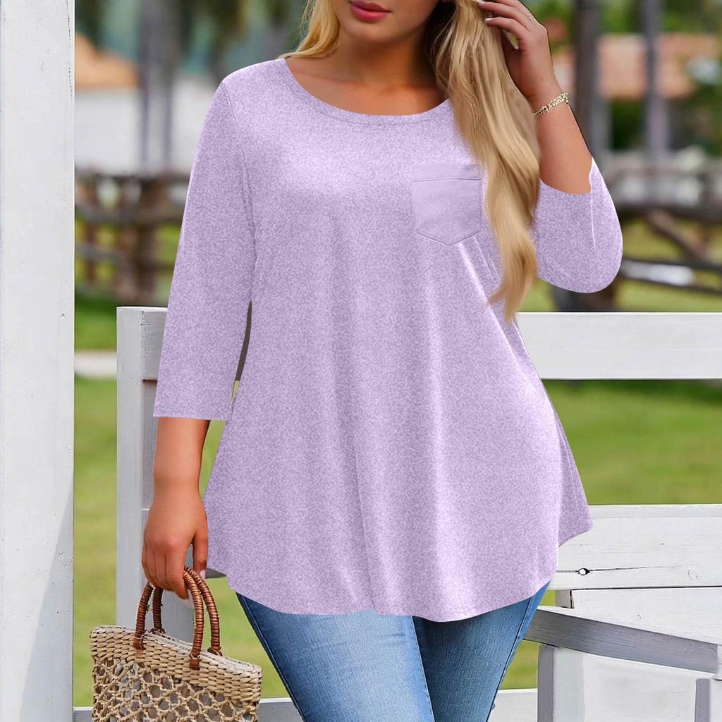 Women's Plus Size Fashionable Casual Loose-Fit Blouse With 3/4 Sleeves