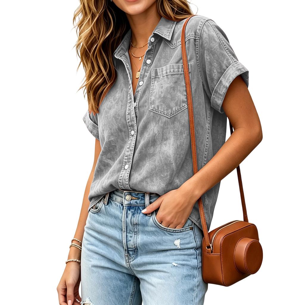 Women's Short Sleeve Cardigan with Pockets for Casual Daily Wear