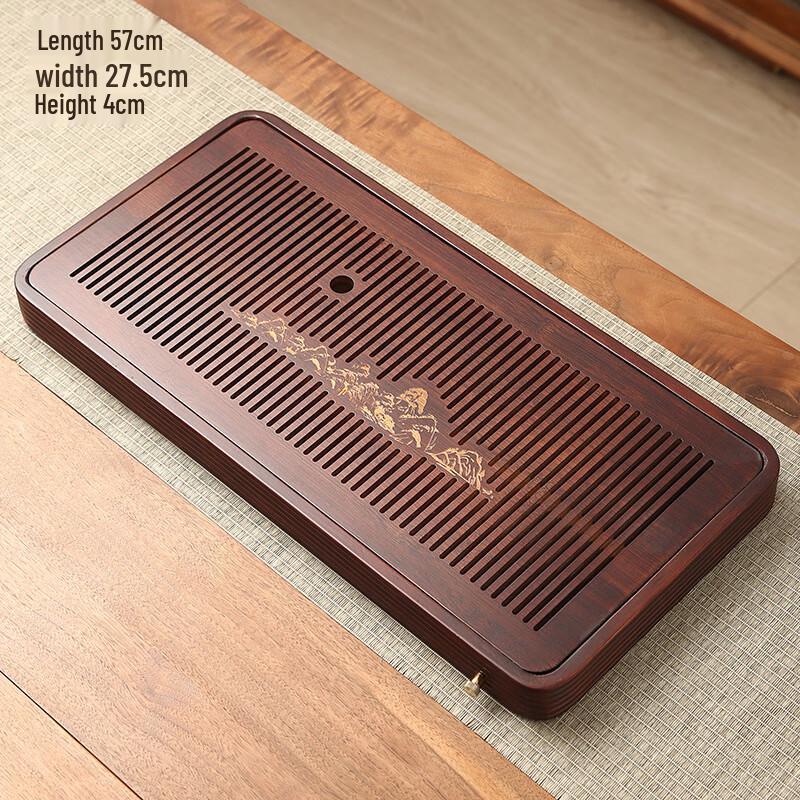 Bamboo Rectangular Tea Tray with Water Storage Large
