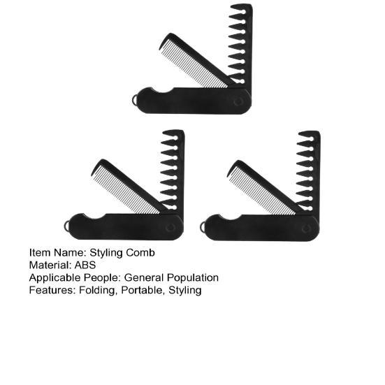 Folding 2 in 1 Hair Comb for Men Fluffy Texture Styling Comb Voluminous Wide Toothed Pocket Comb for Travel Everyday Hair Beard Mustache Grooming