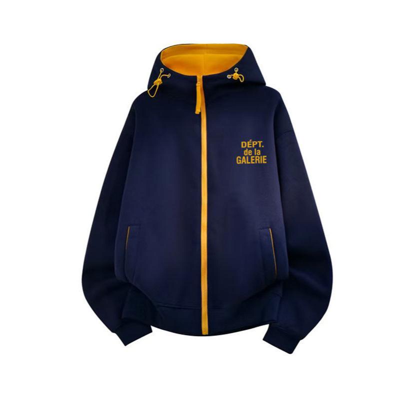American High Street Gallery Classic French Vintage Color Block Zip-Up Hoodie