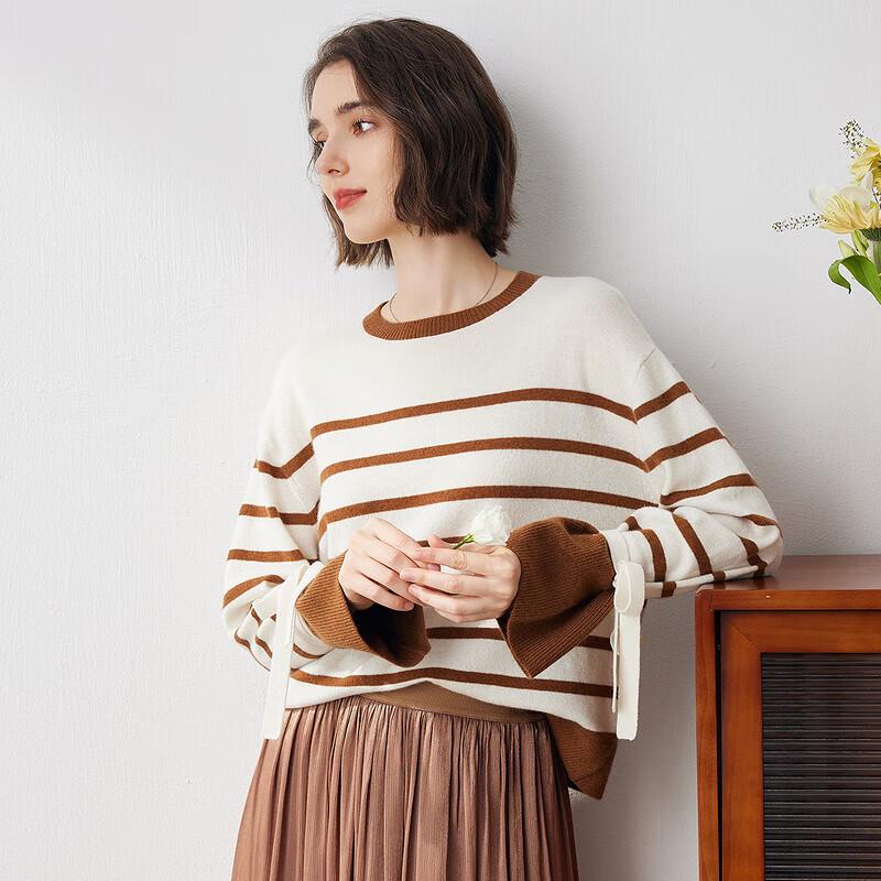 Women's Loose Fit Striped Cashmere Sweater