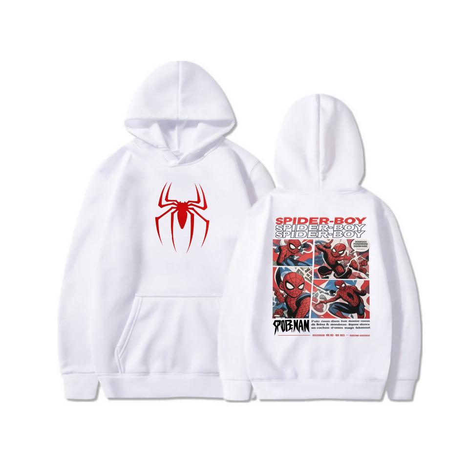 Spider-Man Unisex Fleece Hoodie: Spring & Fall Cartoon Print for Kids