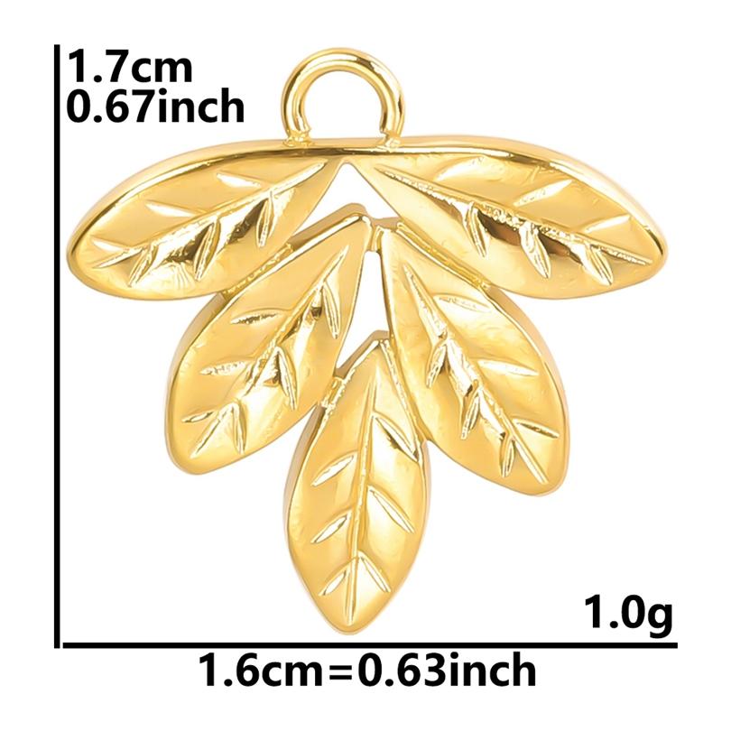 6pcs Gold Color Stainless Steel Charms For Jewelry Making Supplies Plant Leaf Flower Pendant Charm Cherry Pepper Sunflower Charm