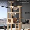 Solid Wood Cat Tree with Bed and Space Capsule - Space-Saving Shelf for Large or Small Cats