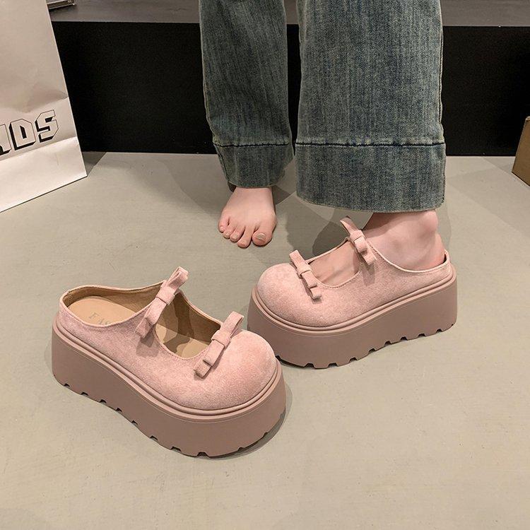 

Spring and summer 2025 new fashionable versatile bow heightening thick-soled casual slippers women small cool slippers women 40 розовый