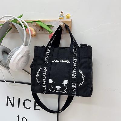 Canvas Casual Handbag Bag Women's 2025 New Trendy Cartoon Puppy Shoulder Messenger Bag Simple Tote Bag