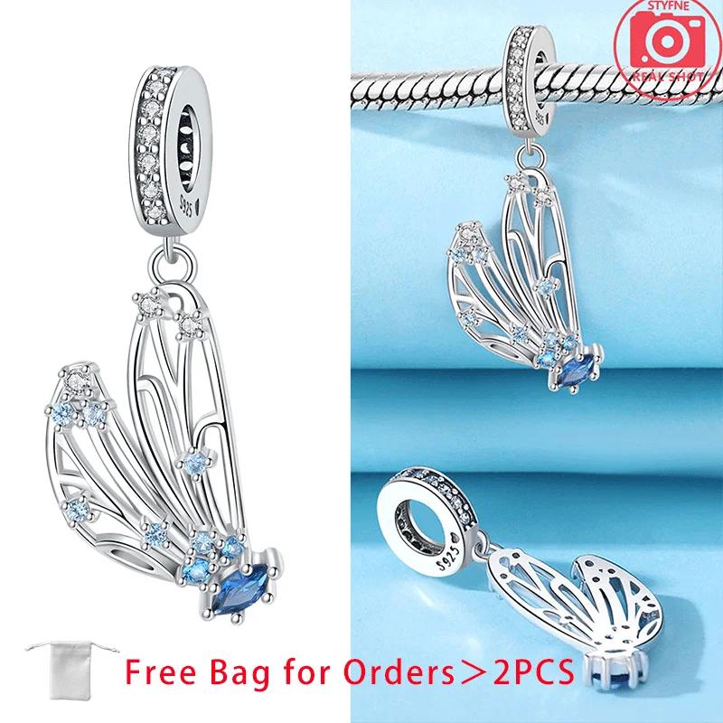 Animal Collection Colorful Zircon Butterfly Heart Charm Bead Charms Copper Bead Charms Pendant Compatible With Authentic Bracelets Jewellery Women Fin
