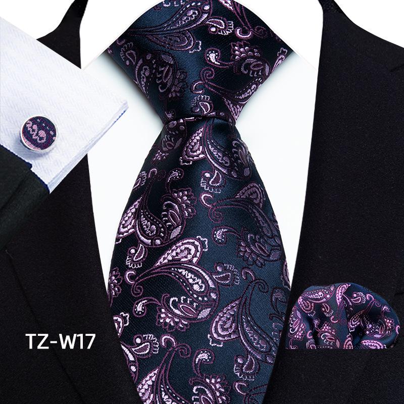 Floral Stripe Paisley Artistic Men's Tie, Pocket Square & Cufflinks Set - 2025 Edition