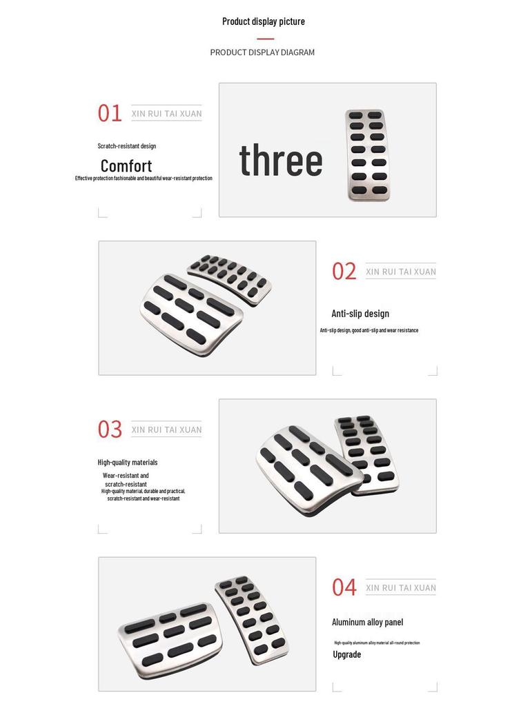 Non-Slip Car Pedals for Kia K2: Throttle, Brake, and Rest Area Decorative Accessories