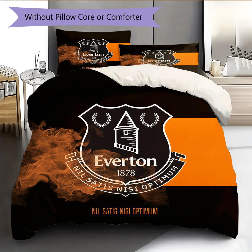 Everton Football Club Pattern Bedding Quilt Set Home Decoration Gift (1 * duvet cover + 2 * pillowcase without core)
