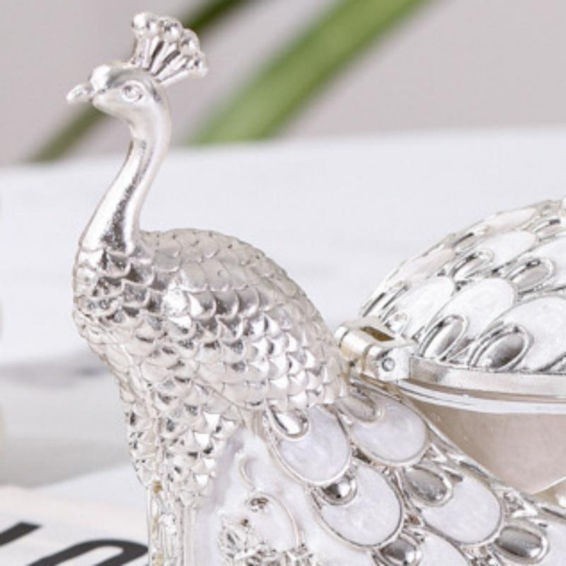 Sugar Bowl Seasoning Jar,Silver Peacock Shape Alloy With lid,Coffee Beans Container,Sugar and Dairy Storage Pots,Kitchen Tools