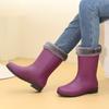 Fashionable Women's Mid Calf Rain Boots Fleece Lined Anti-Slip Half Boots Adult Rain Shoes Wholesale