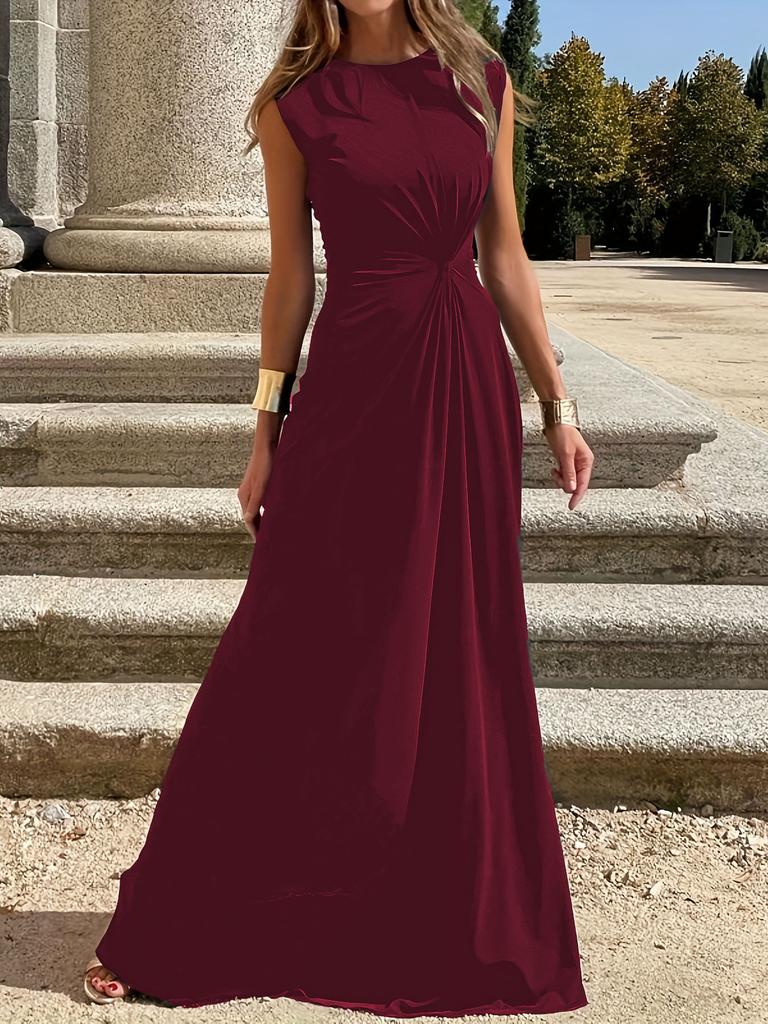 Rochie nouă la modă, casual, de ieșit, cu temperament, pentru navetă, cu talie marcată, elegantă, cu gât rotund