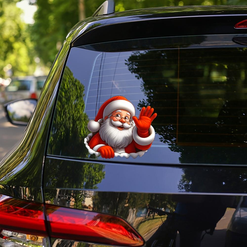 Santa Claus waving sticker, 1 self-adhesive decorative sticker, suitable for Christmas PVC cars and window vinyl