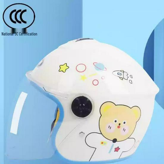 Dinosaur Cartoon Children's Electric Car Helmet - Four Seasons Safety, Thickened for Girls and Boys