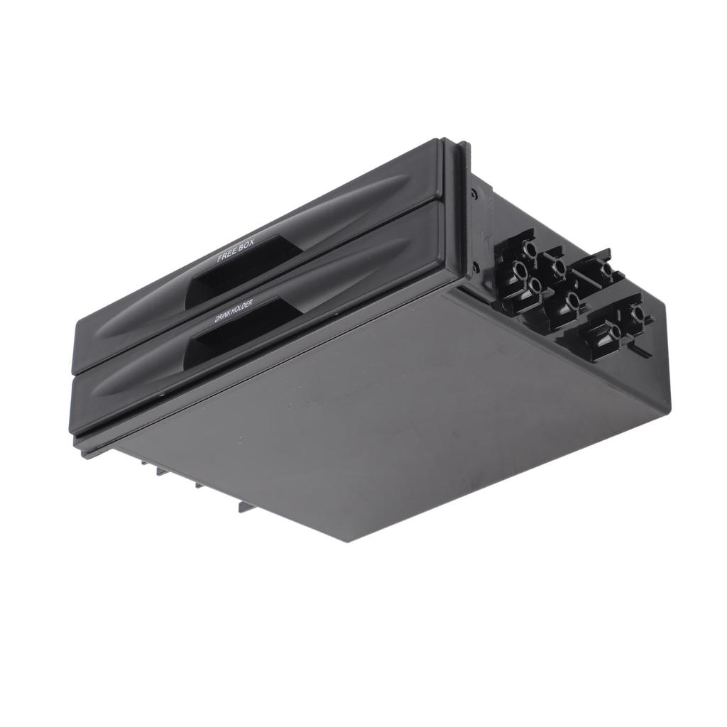 Car Auto Double Layer Radio Pocket Drink Cup Holder Storage Box Black 1 Din