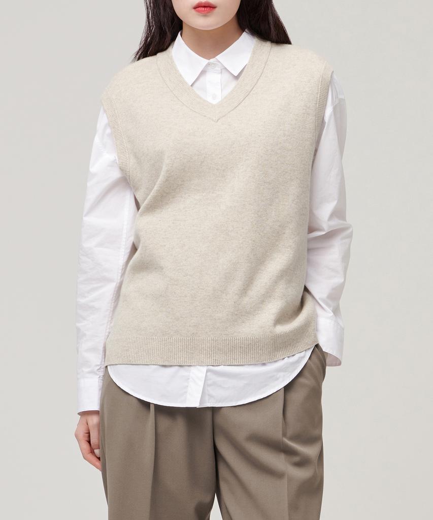 MUSINSA STANDARD WOMAN Women'S Lambswool Knit Vest [Oatmeal]