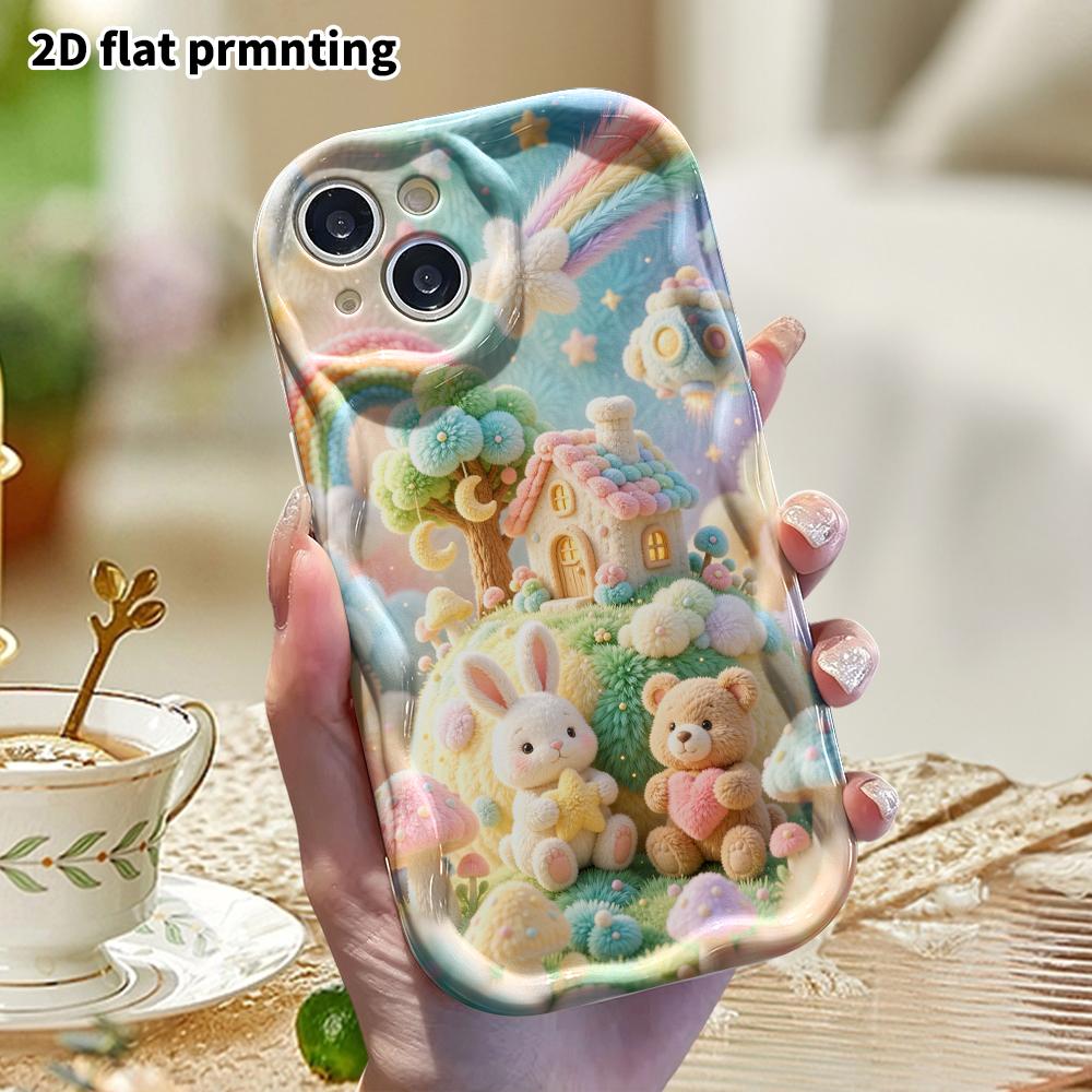 Phone case: 2D flat, suitable for iPhone 18 17 16 15 14 13 12 Pro protective case, little bear cabin, perfect Christmas and Halloween holiday gift