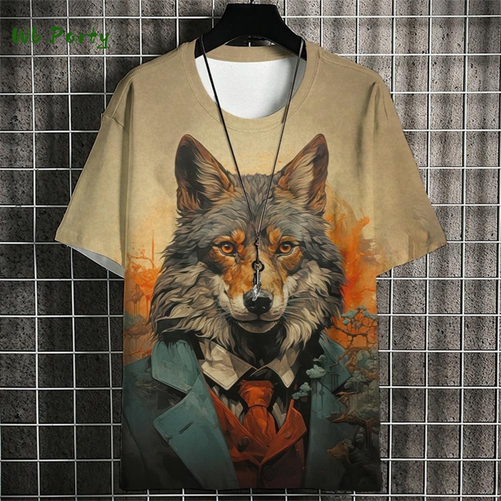 Animal Graphic Men's T-Shirt Fashion Ukiyo-E Print Men's Tops Summer Trend Short Sleeved 3D Printed Casual Loose Men's Clothing