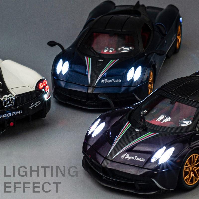 1/24 Scale Huayra Diecast Car Model Toy, Pull Back Toy Vehicle with Sound and Light for Kids Toddler Boys Girls Gift Collection