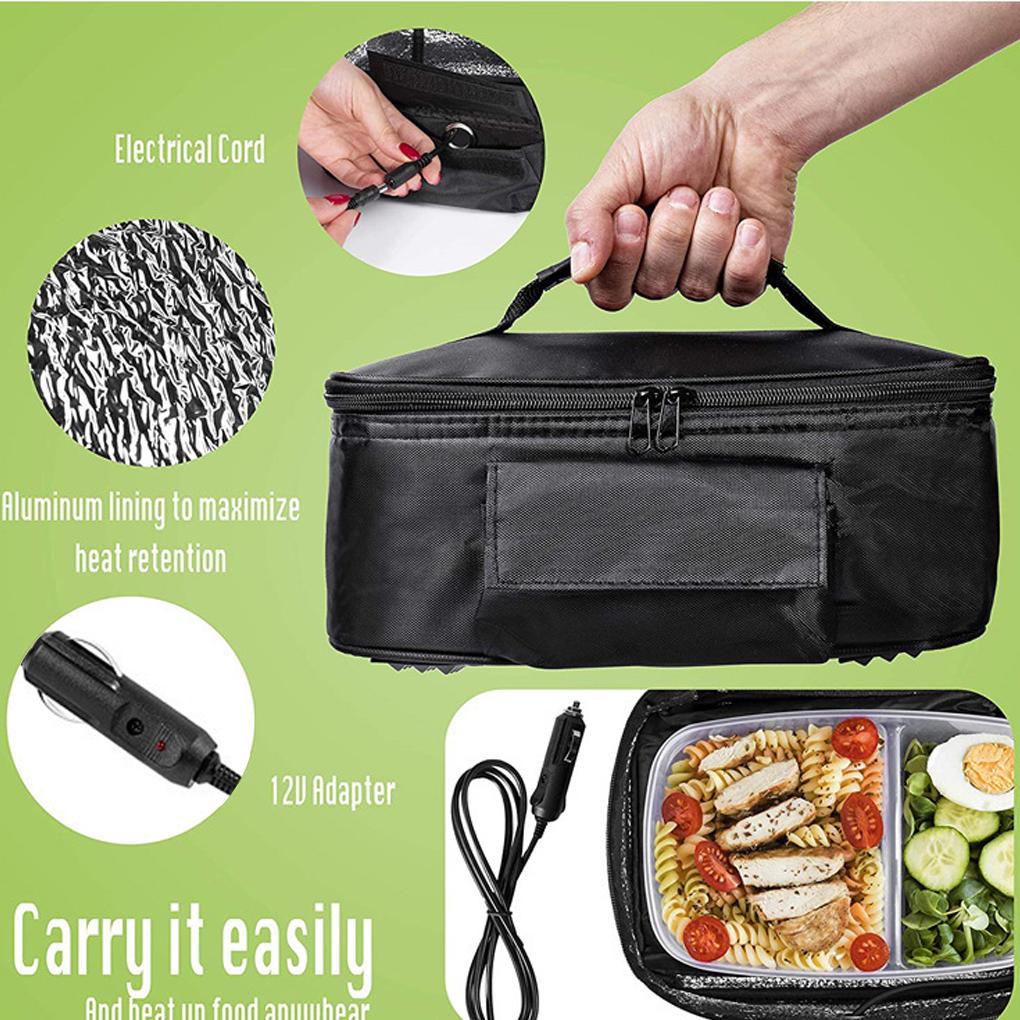 Portable Car Food Warmer Bag 12V Personal Car Electric Lunch Warmer Food Cooking Reheating Lunch Bag for Car Truck Work Travel