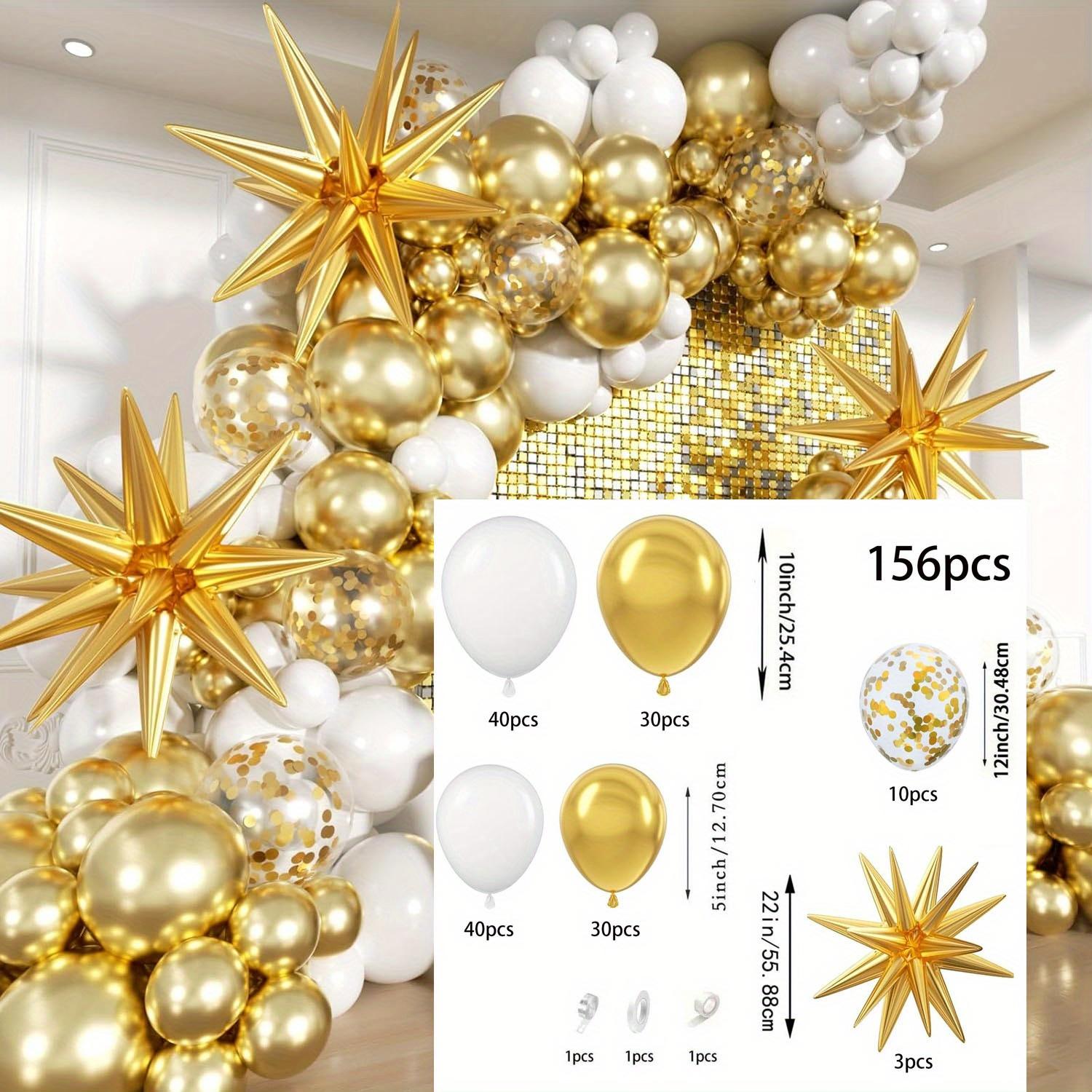 

156pcs White and Gold Birthday Balloon Wreath Arch Set Birthday Party Wedding Dress Celebration Anniversary Eid Decoration Other