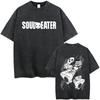 Washed Vintage Anime Soul Eater Maka Albarn Soul Evans Graphic Tshirt Mens Retro Manga T Shirts Men Cotton Oversized Tshirts