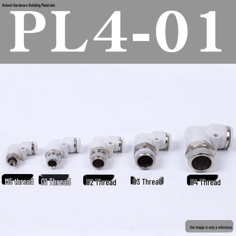 Pneumatic Tube Quick Connector: PL8-02, 4-M5, 6-01, 10-03, 12-04 Threaded Elbow