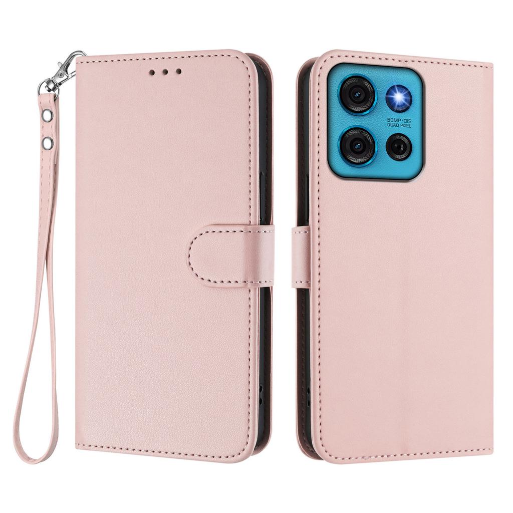 For Motorola Moto G75 5G Leather Case Wallet Stand Phone Cover with Wrist Strap